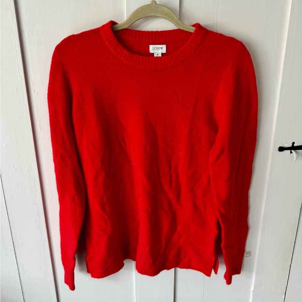 Jcrew Red Crewneck Cotton Sweater